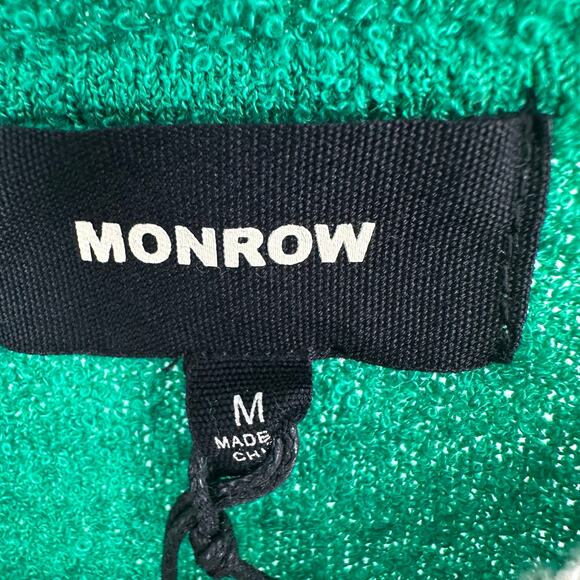NEW Monrow Green Striped Boucle Knit Sweater Sz Medium - Picture 6 of 8
